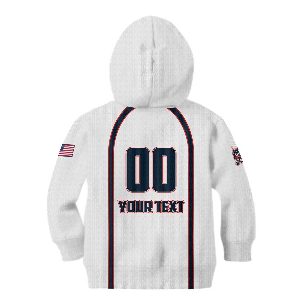 Custom USA 2025 Lacrosse Kid Hoodie USA Growing the Game White Version