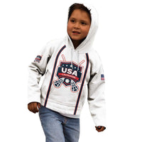 Custom USA 2025 Lacrosse Kid Hoodie USA Growing the Game White Version