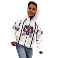 Custom USA 2025 Lacrosse Kid Hoodie USA Growing the Game White Version