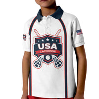 Custom USA 2025 Lacrosse Kid Polo Shirt USA Growing the Game White Version