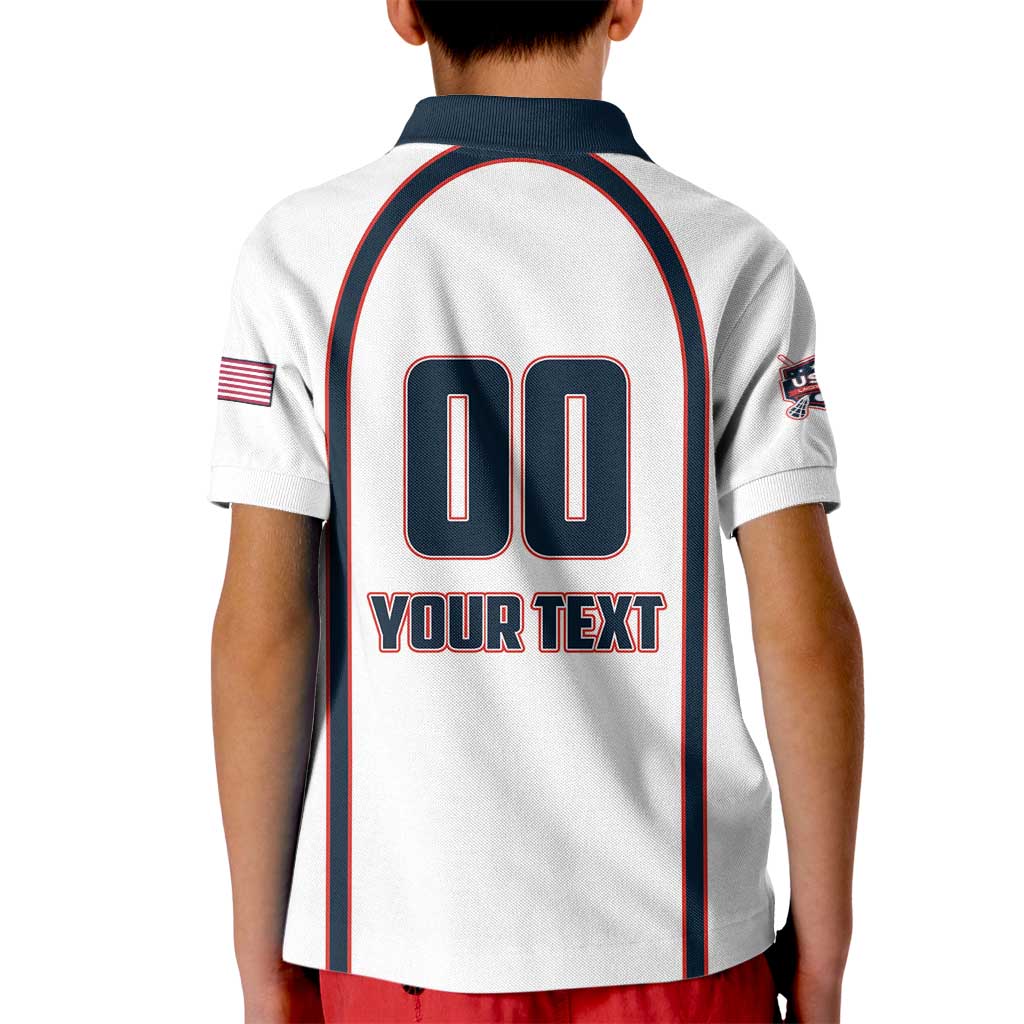Custom USA 2025 Lacrosse Kid Polo Shirt USA Growing the Game White Version