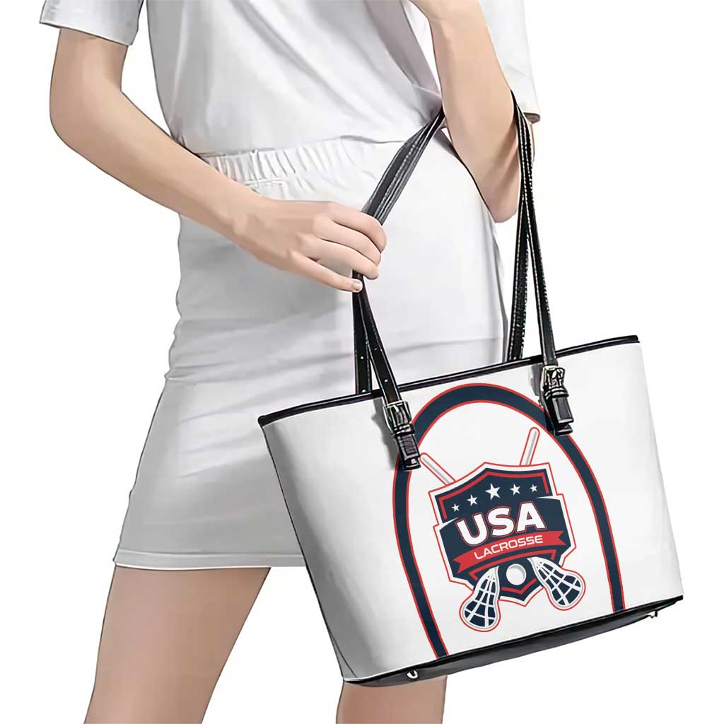 USA 2025 Lacrosse Leather Tote Bag USA Growing the Game White Version