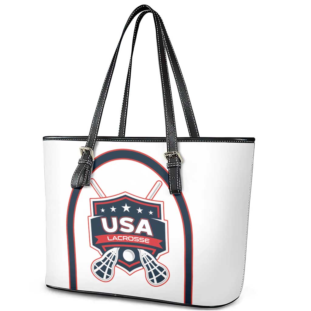 USA 2025 Lacrosse Leather Tote Bag USA Growing the Game White Version