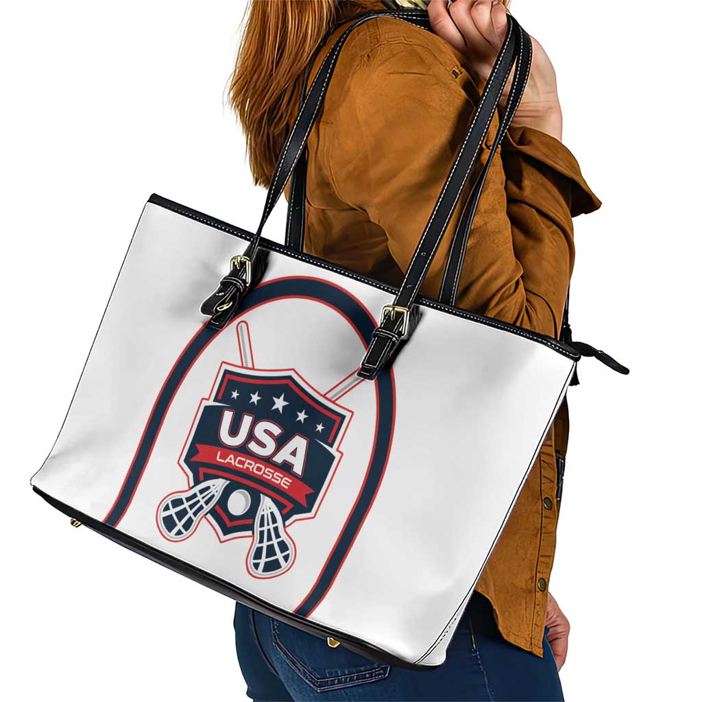 USA 2025 Lacrosse Leather Tote Bag USA Growing the Game White Version