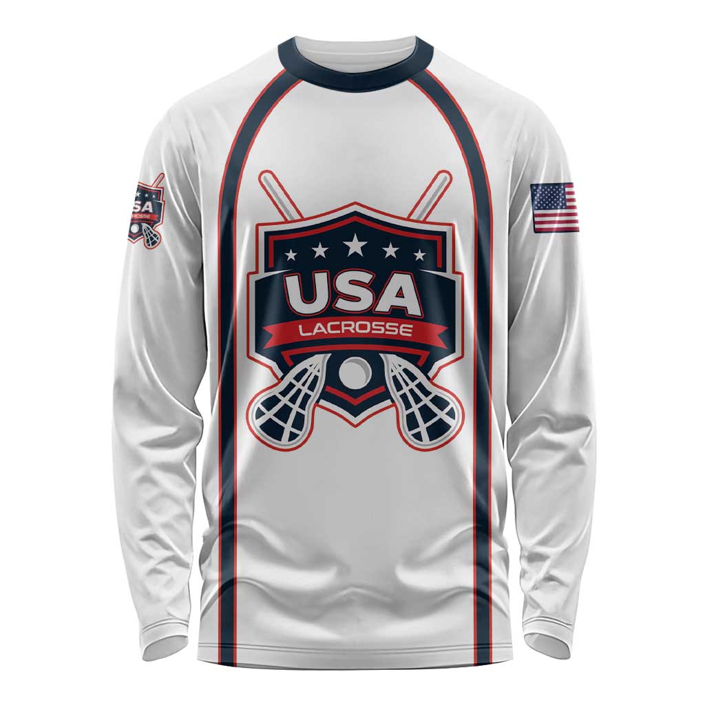 Custom USA 2025 Lacrosse Long Sleeve Shirt USA Growing the Game White Version