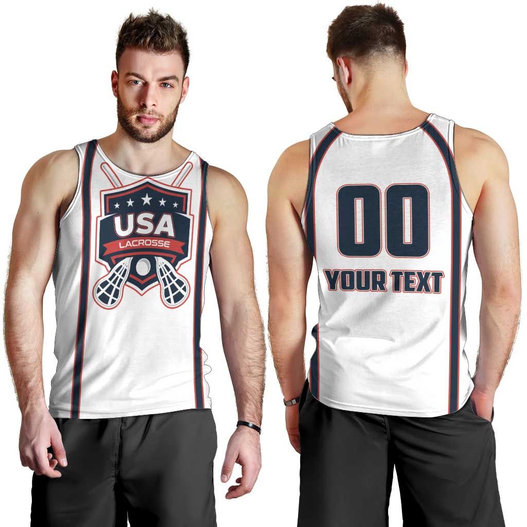 Custom USA 2025 Lacrosse Men Tank Top USA Growing the Game White Version