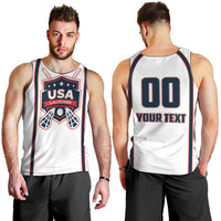 Custom USA 2025 Lacrosse Men Tank Top USA Growing the Game White Version