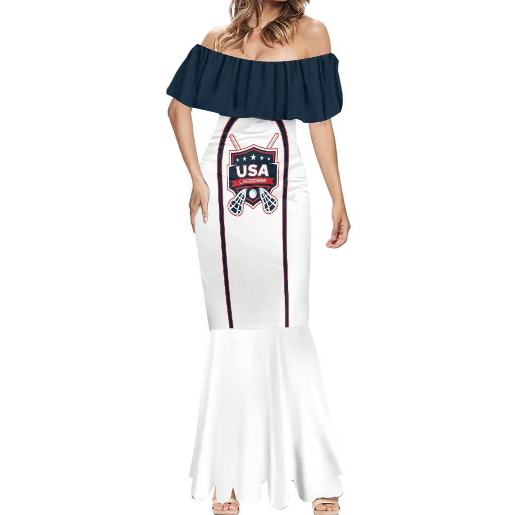 Custom USA 2025 Lacrosse Mermaid Dress USA Growing the Game White Version