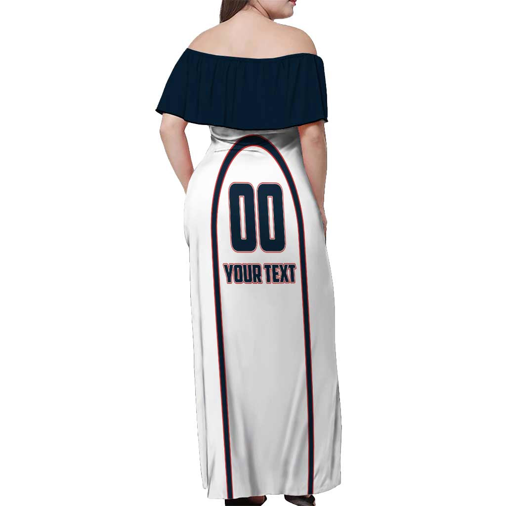 Custom USA 2025 Lacrosse Off Shoulder Maxi Dress USA Growing the Game White Version