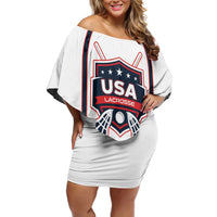 Custom USA 2025 Lacrosse Off Shoulder Short Dress USA Growing the Game White Version