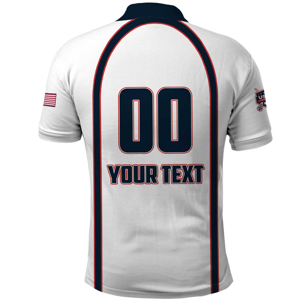 Custom USA 2025 Lacrosse Polo Shirt USA Growing the Game White Version