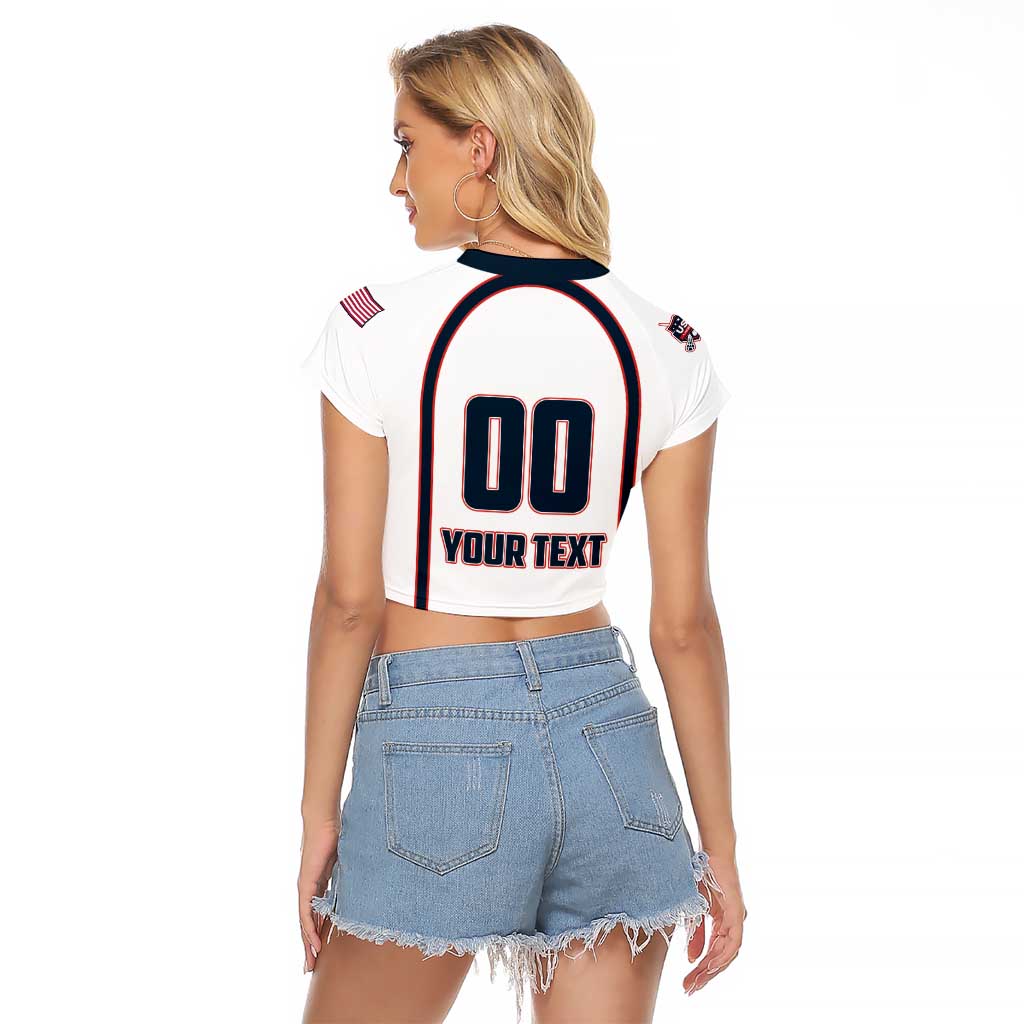 Custom USA 2025 Lacrosse Raglan Cropped T Shirt USA Growing the Game White Version