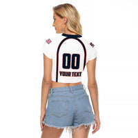Custom USA 2025 Lacrosse Raglan Cropped T Shirt USA Growing the Game White Version