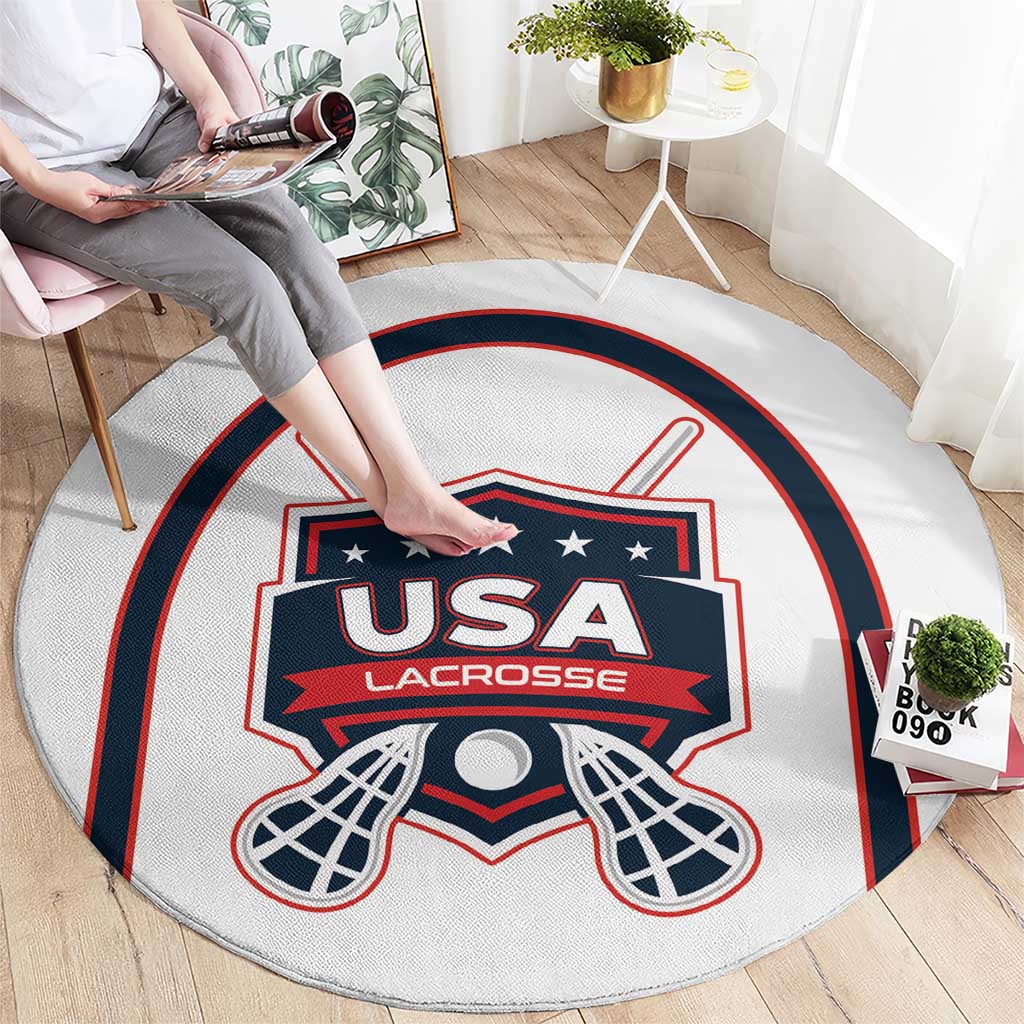 USA 2025 Lacrosse Round Carpet USA Growing the Game White Version