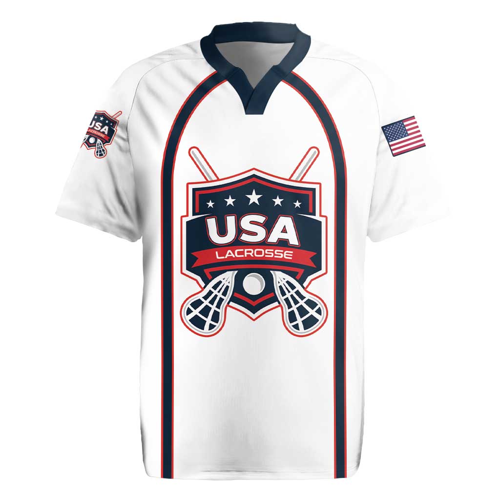 Custom USA 2025 Lacrosse Rugby Jersey USA Growing the Game White Version