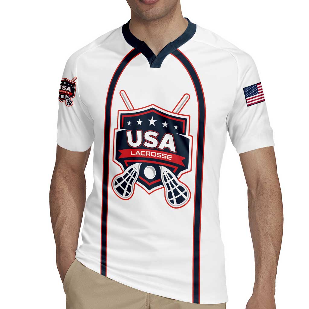 Custom USA 2025 Lacrosse Rugby Jersey USA Growing the Game White Version