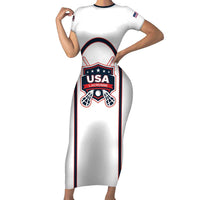 Custom USA 2025 Lacrosse Short Sleeve Bodycon Dress USA Growing the Game White Version