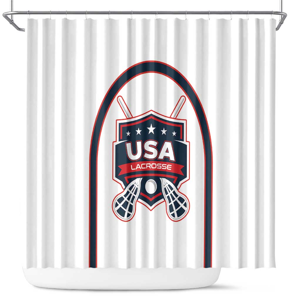 USA 2025 Lacrosse Shower Curtain USA Growing the Game White Version