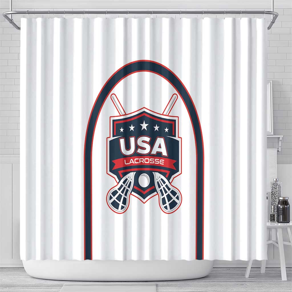USA 2025 Lacrosse Shower Curtain USA Growing the Game White Version