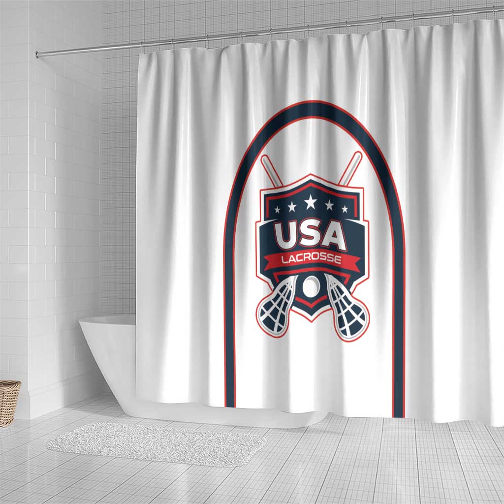 USA 2025 Lacrosse Shower Curtain USA Growing the Game White Version