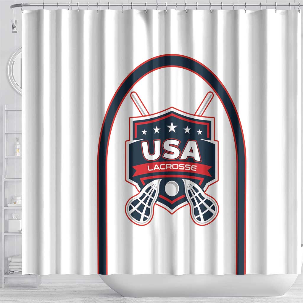 USA 2025 Lacrosse Shower Curtain USA Growing the Game White Version