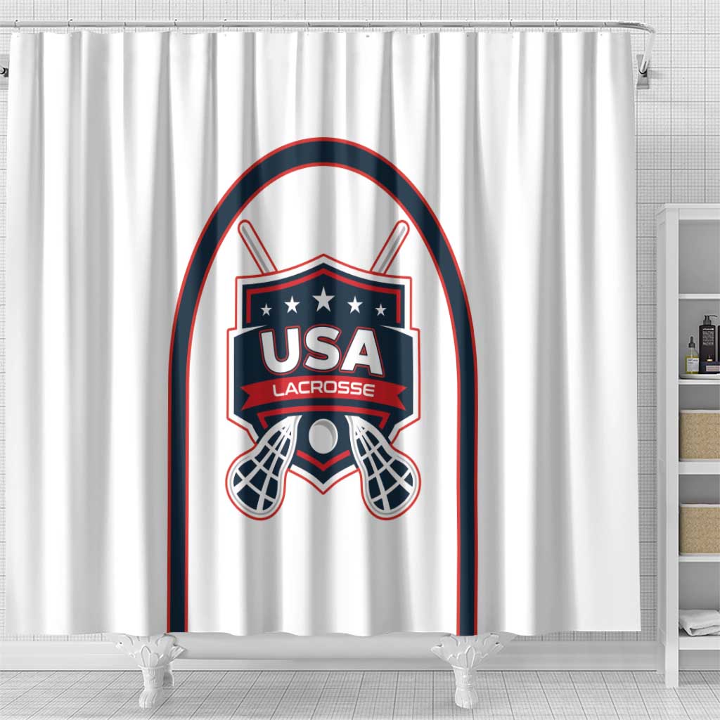 USA 2025 Lacrosse Shower Curtain USA Growing the Game White Version