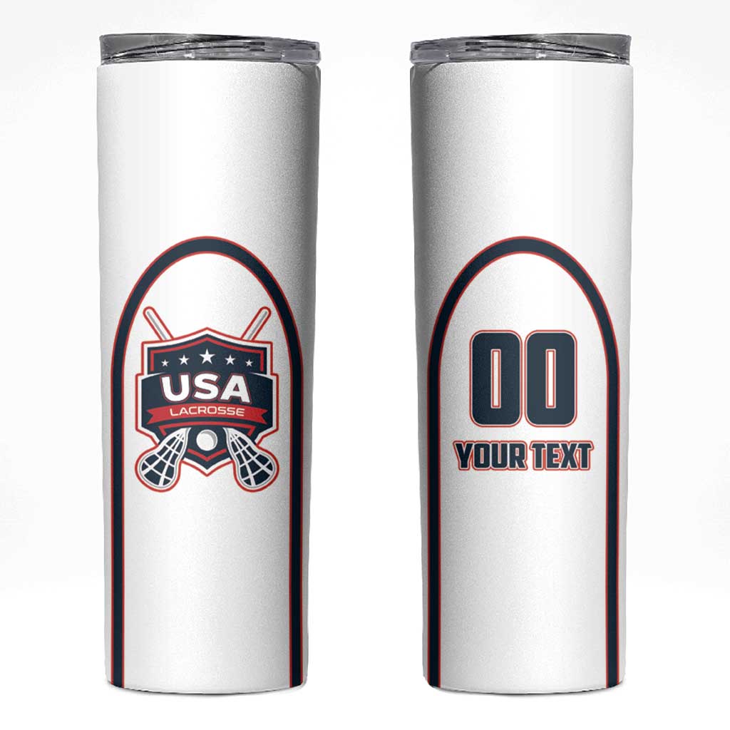 Custom USA 2025 Lacrosse Skinny Tumbler USA Growing the Game White Version