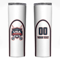 Custom USA 2025 Lacrosse Skinny Tumbler USA Growing the Game White Version