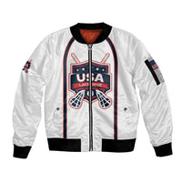 Custom USA 2025 Lacrosse Sleeve Zip Bomber Jacket USA Growing the Game White Version