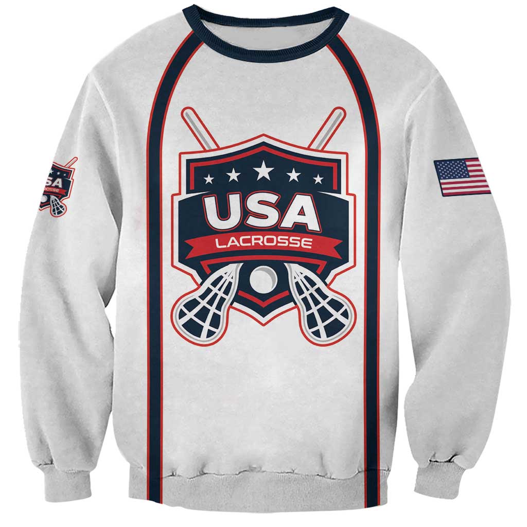 Custom USA 2025 Lacrosse Sweatshirt USA Growing the Game White Version