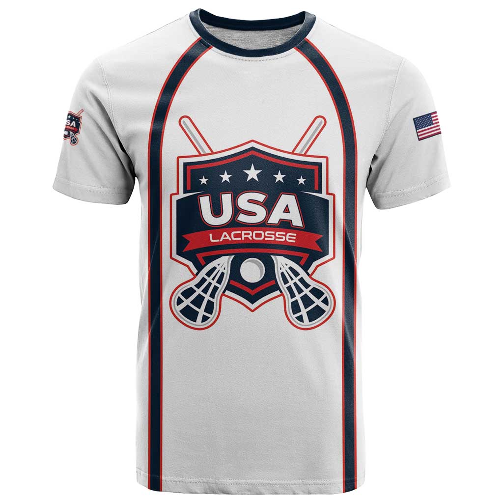 Custom USA 2025 Lacrosse T Shirt USA Growing the Game White Version