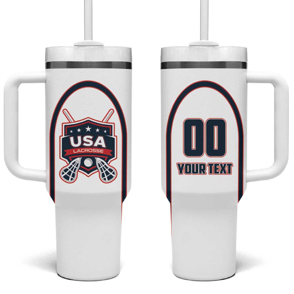Custom USA 2025 Lacrosse Tumbler With Handle USA Growing the Game White Version