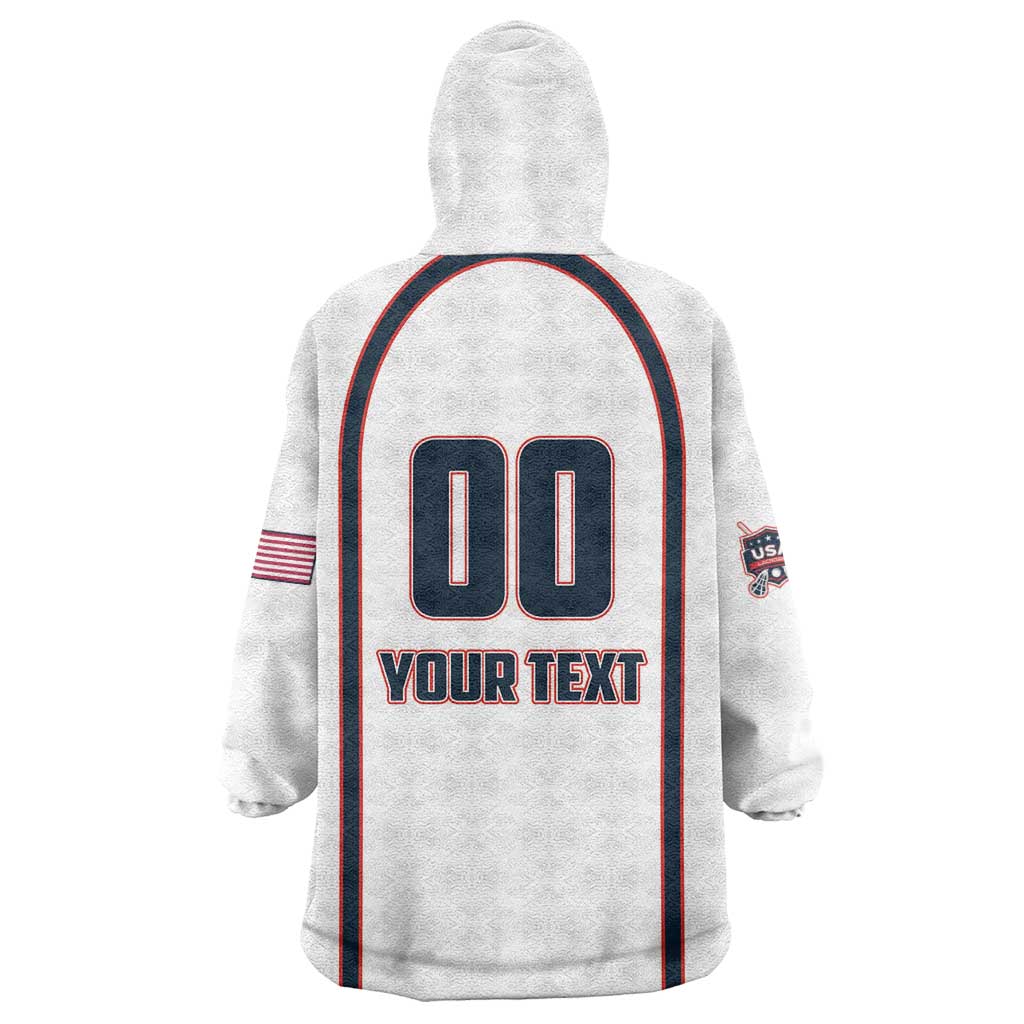 Custom USA 2025 Lacrosse Wearable Blanket Hoodie USA Growing the Game White Version