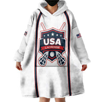 Custom USA 2025 Lacrosse Wearable Blanket Hoodie USA Growing the Game White Version
