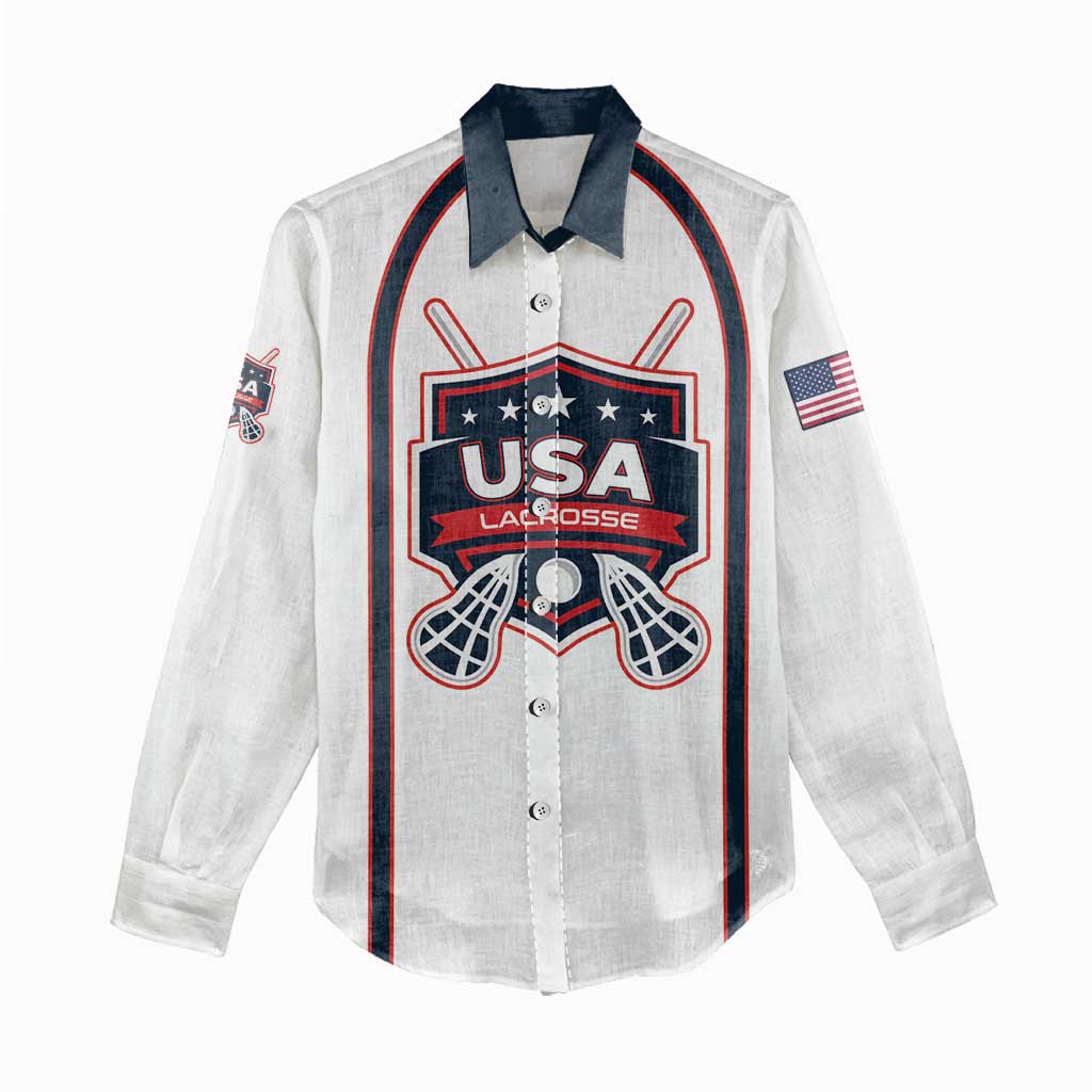 Custom USA 2025 Lacrosse Women Casual Shirt USA Growing the Game White Version