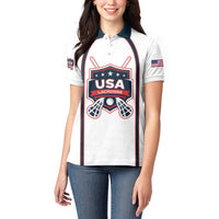 Custom USA 2025 Lacrosse Women Polo Shirt USA Growing the Game White Version