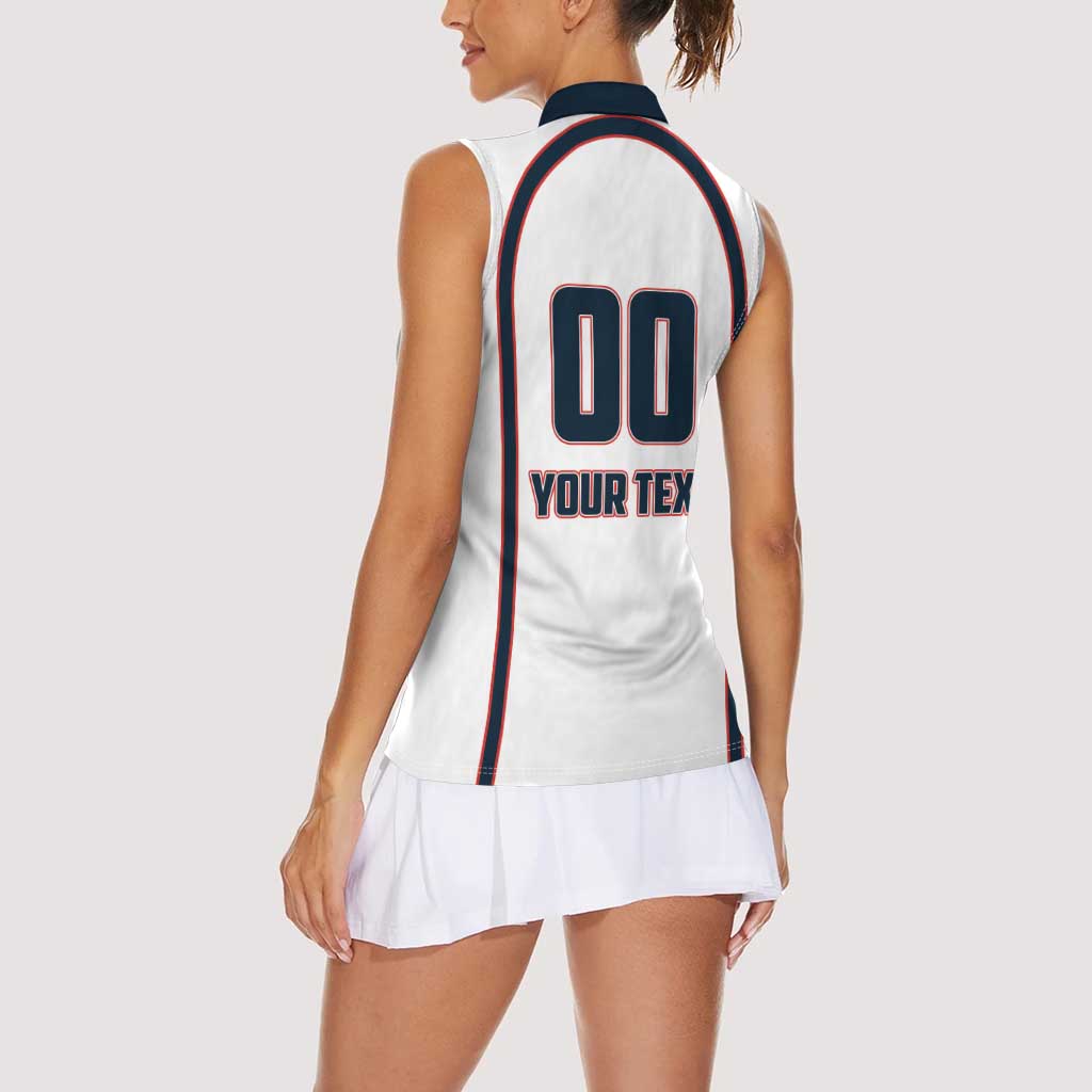 Custom USA 2025 Lacrosse Women Sleeveless Polo Shirt USA Growing the Game White Version