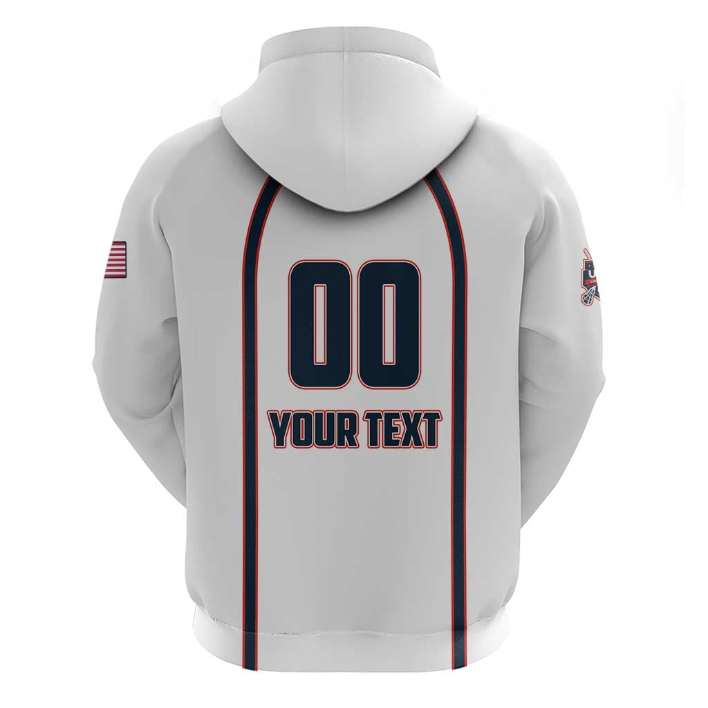 Custom USA 2025 Lacrosse Zip Hoodie USA Growing the Game White Version