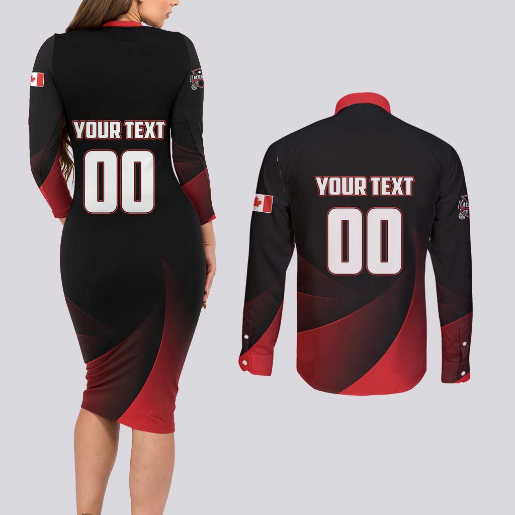 Custom Canada Lacrosse 2025 Couples Matching Long Sleeve Bodycon Dress and Long Sleeve Button Shirt Our Country and Our Game