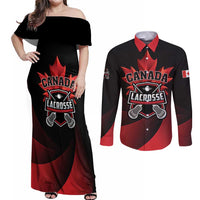 Custom Canada Lacrosse 2025 Couples Matching Off Shoulder Maxi Dress and Long Sleeve Button Shirt Our Country and Our Game
