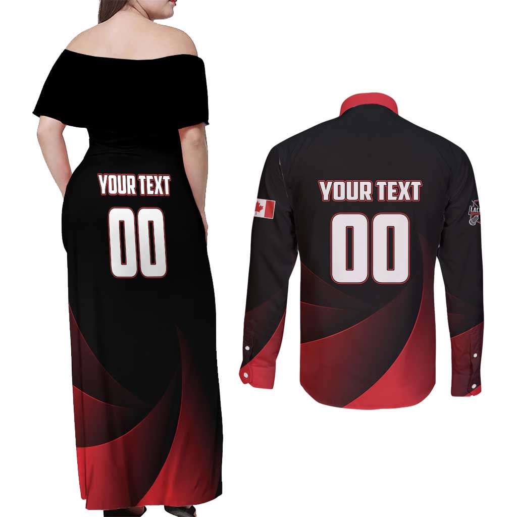 Custom Canada Lacrosse 2025 Couples Matching Off Shoulder Maxi Dress and Long Sleeve Button Shirt Our Country and Our Game