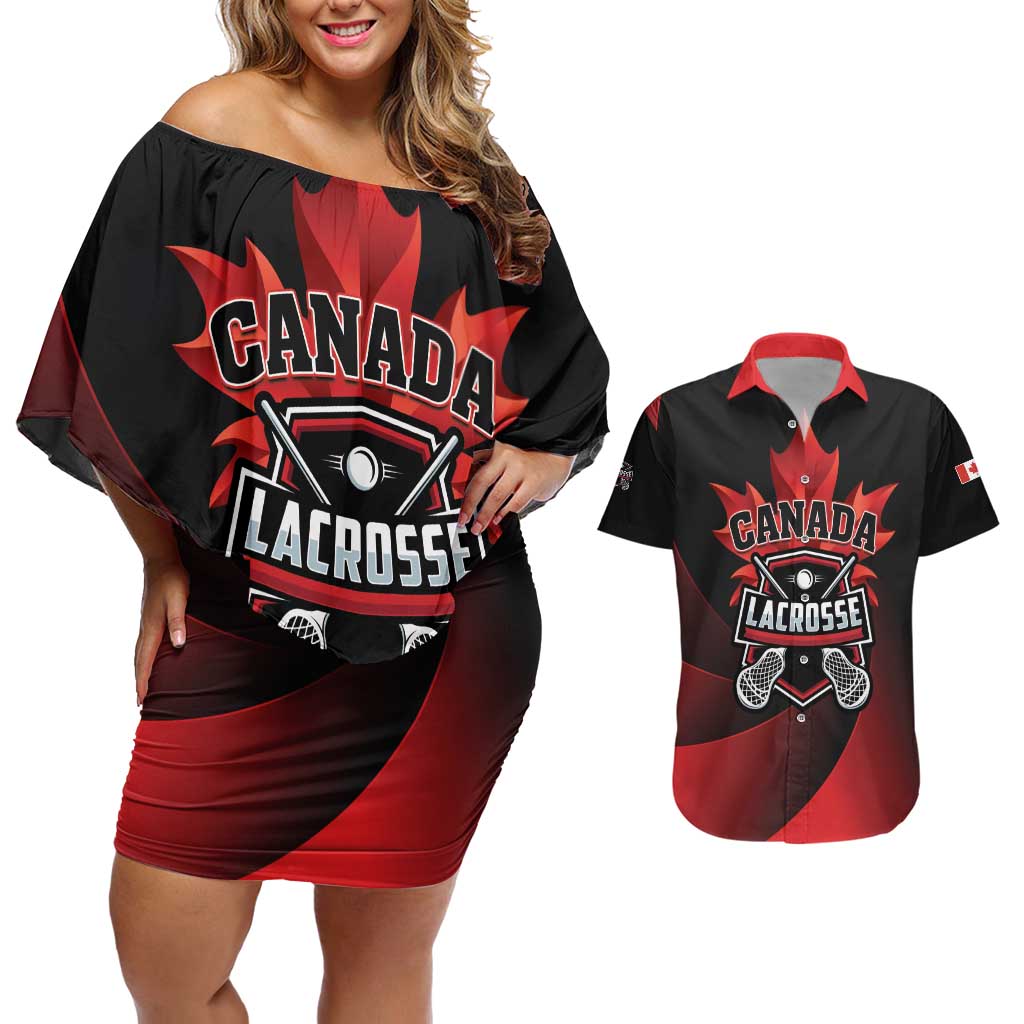 Custom Canada Lacrosse 2025 Couples Matching Off Shoulder Short Dress and Hawaiian Shirt Our Country and Our Game