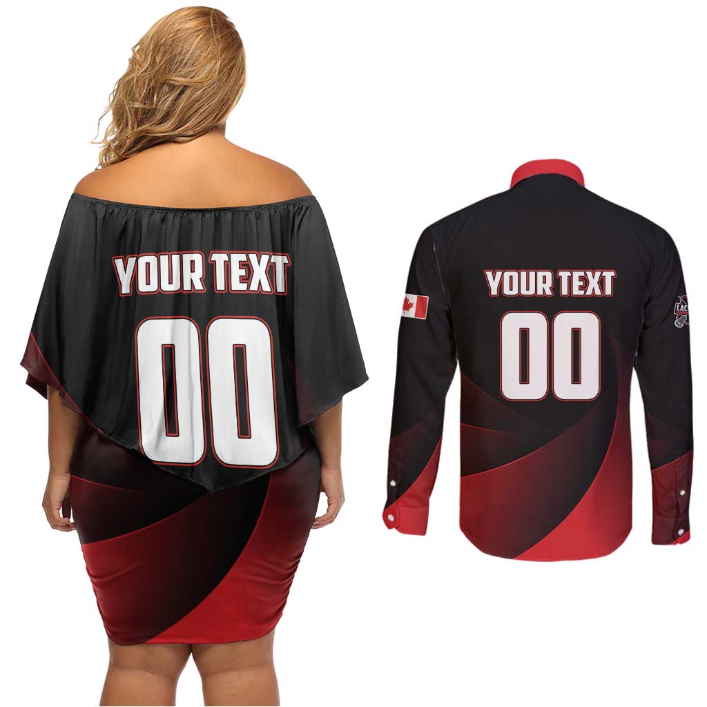 Custom Canada Lacrosse 2025 Couples Matching Off Shoulder Short Dress and Long Sleeve Button Shirt Our Country and Our Game
