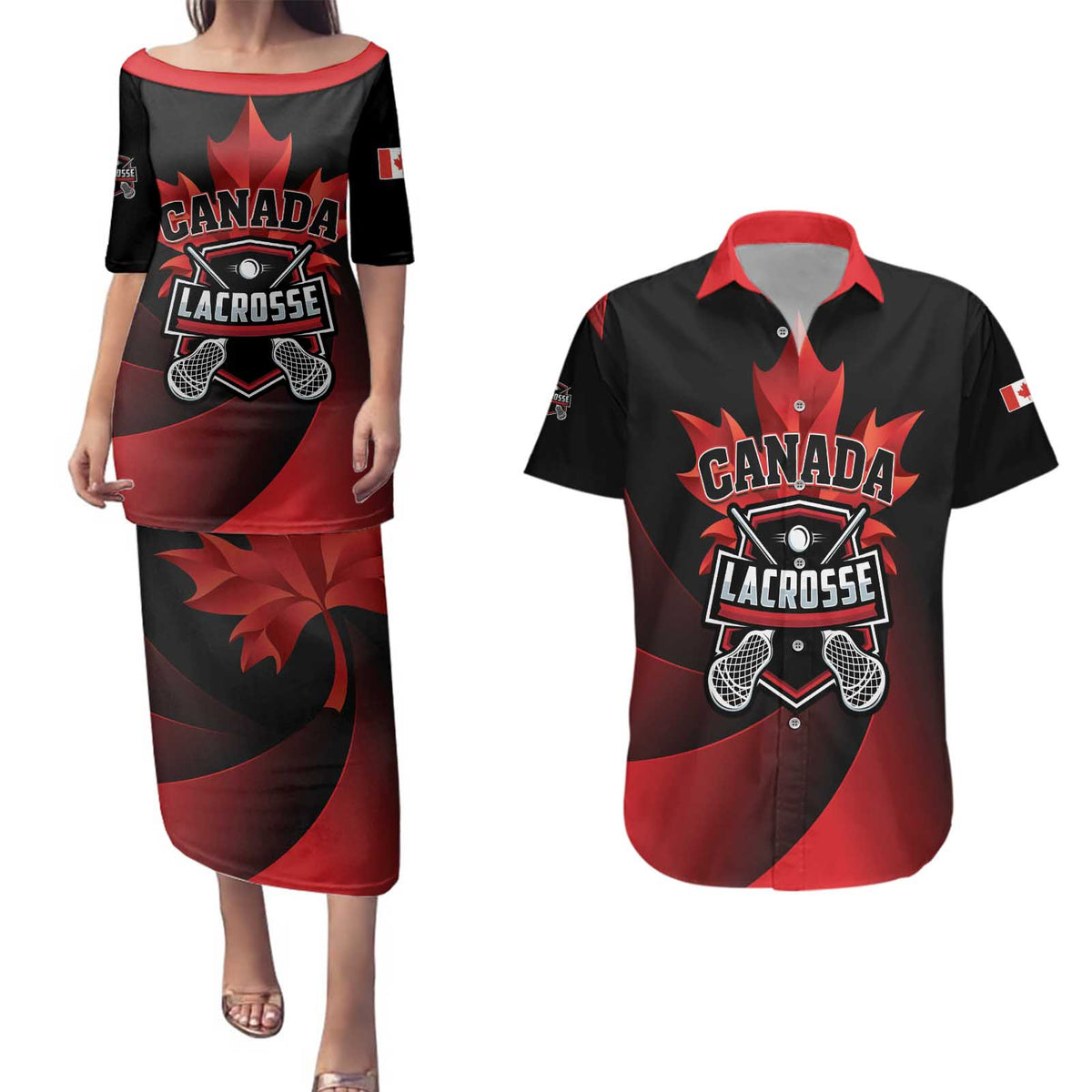 Custom Canada Lacrosse 2025 Couples Matching Puletasi and Hawaiian Shirt Our Country and Our Game
