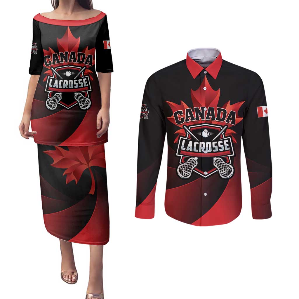 Custom Canada Lacrosse 2025 Couples Matching Puletasi and Long Sleeve Button Shirt Our Country and Our Game