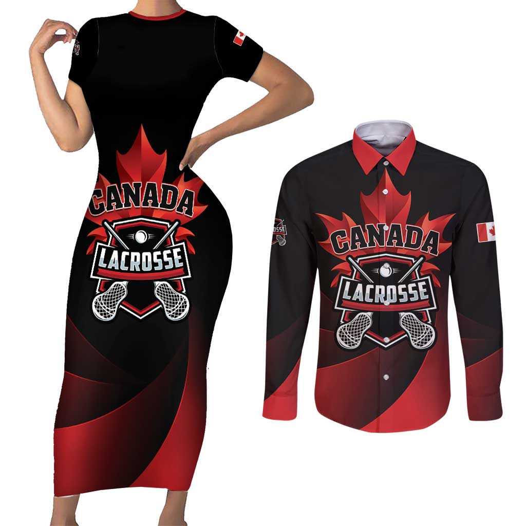 Custom Canada Lacrosse 2025 Couples Matching Short Sleeve Bodycon Dress and Long Sleeve Button Shirt Our Country and Our Game