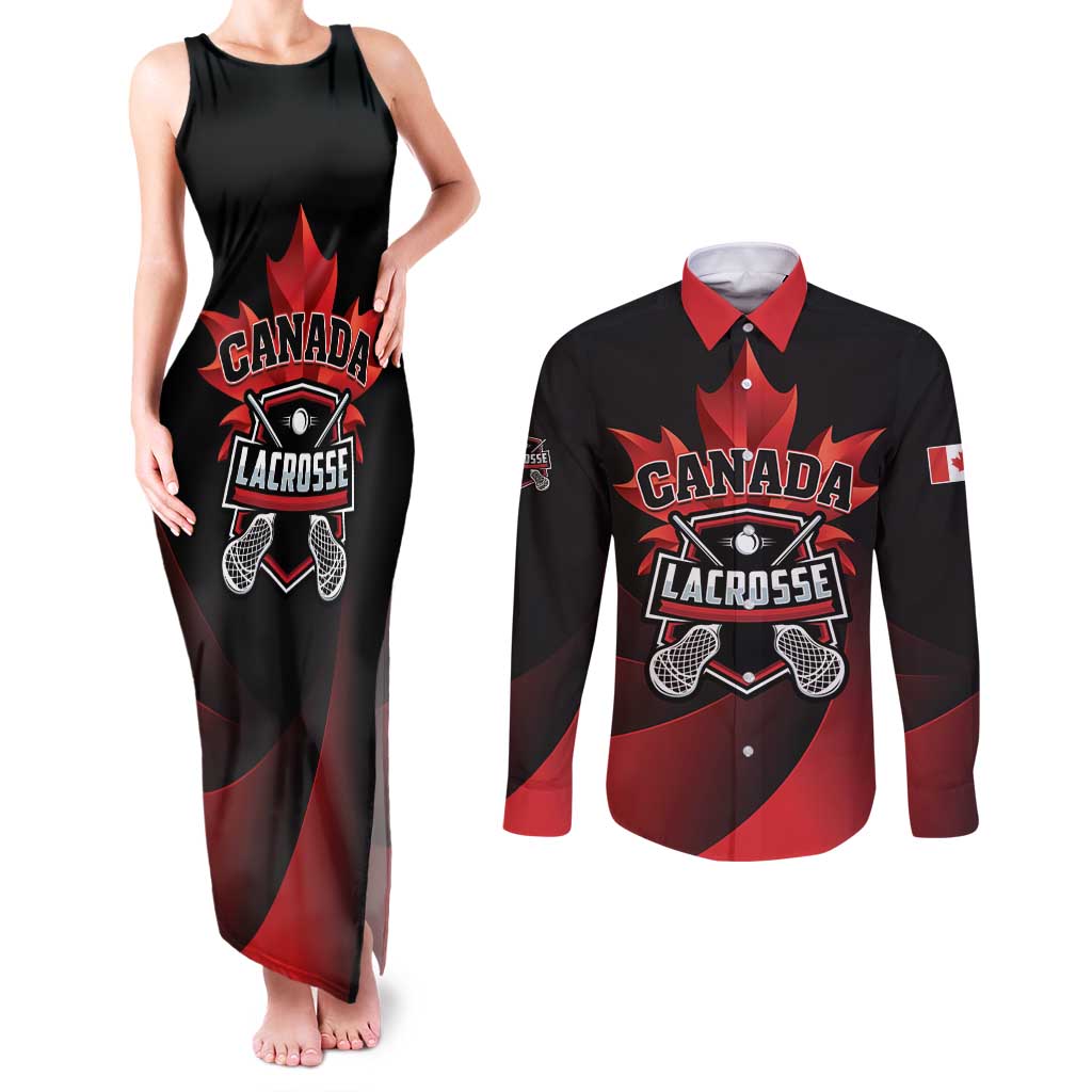 Custom Canada Lacrosse 2025 Couples Matching Tank Maxi Dress and Long Sleeve Button Shirt Our Country and Our Game