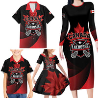Custom Canada Lacrosse 2025 Family Matching Long Sleeve Bodycon Dress and Hawaiian Shirt Our Country and Our Game