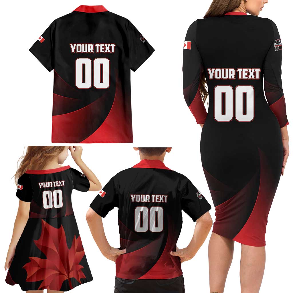 Custom Canada Lacrosse 2025 Family Matching Long Sleeve Bodycon Dress and Hawaiian Shirt Our Country and Our Game