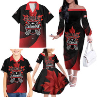 Custom Canada Lacrosse 2025 Family Matching Off The Shoulder Long Sleeve Dress and Hawaiian Shirt Our Country and Our Game